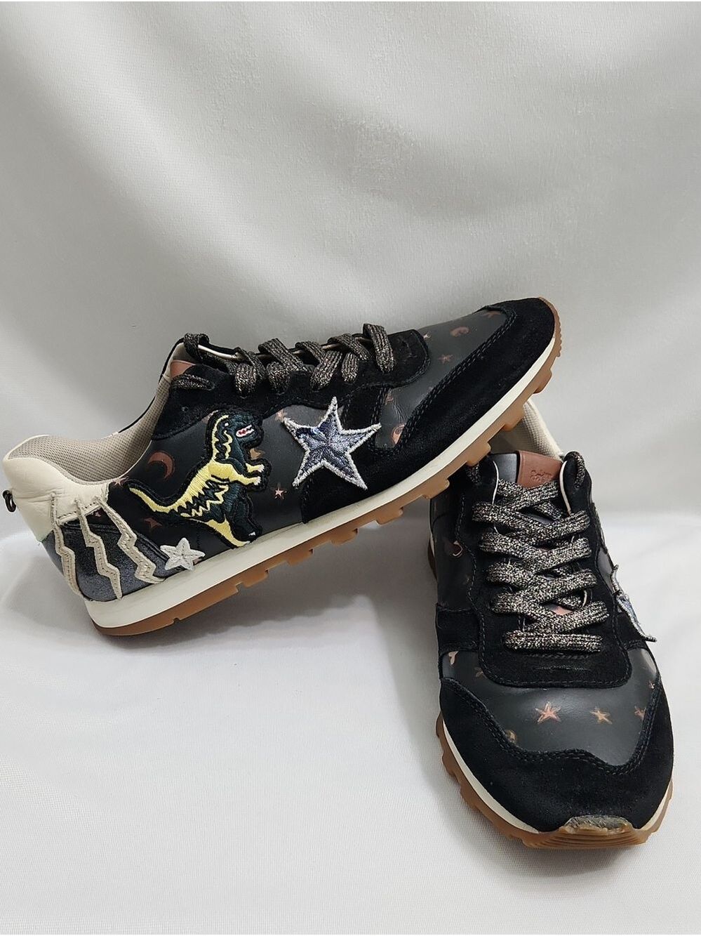 Coach C125 Runner Rexy Star Dinosaur Patches Leather Sneakers (W Size 9.5)